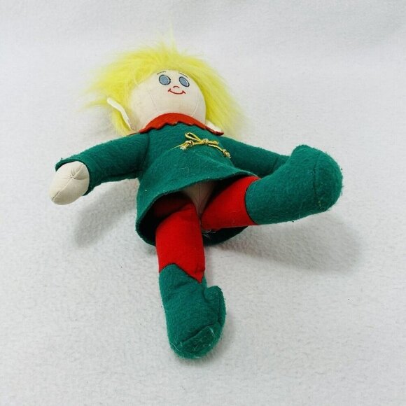 Vintage Dakin Christmas Elf Santa Help Dream Doll Plush Felt Toy Jointed Posable - Picture 3 of 10